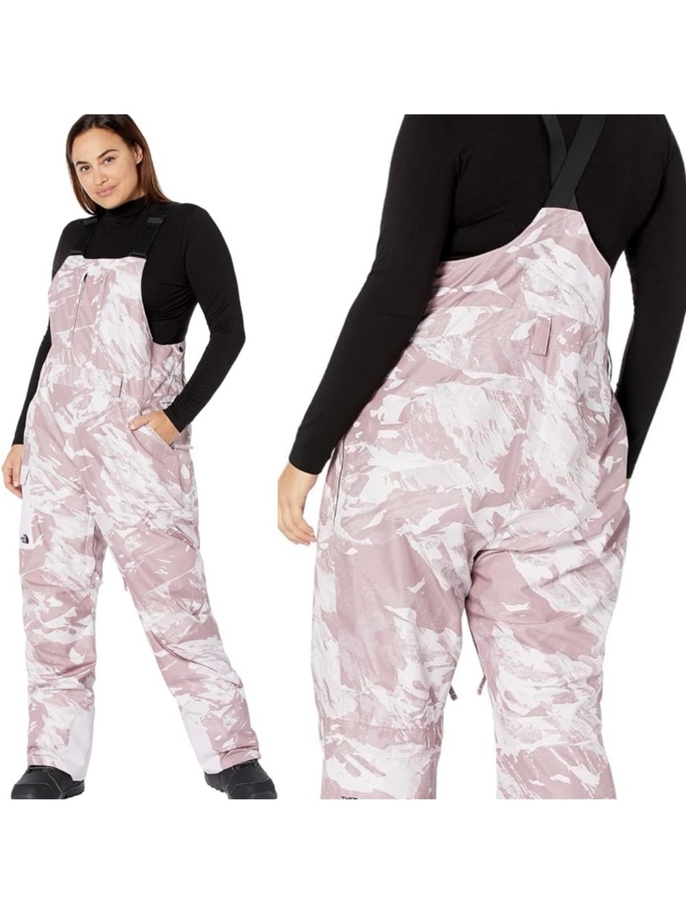 The North Face Plus Size Freedom Bib Lavender Fog Tonal Mountainscape Print
